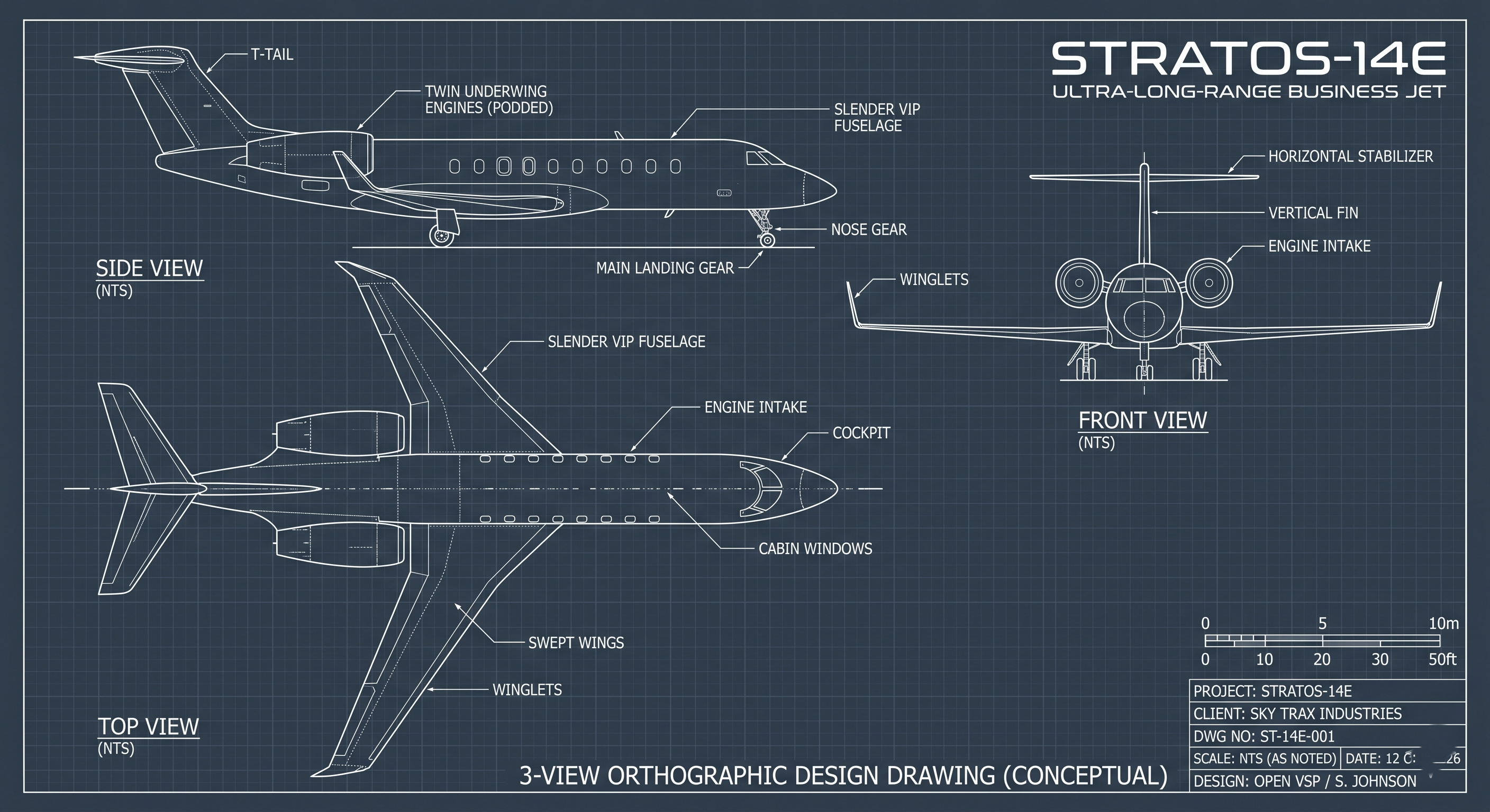 Aircraft 3-View Drawing